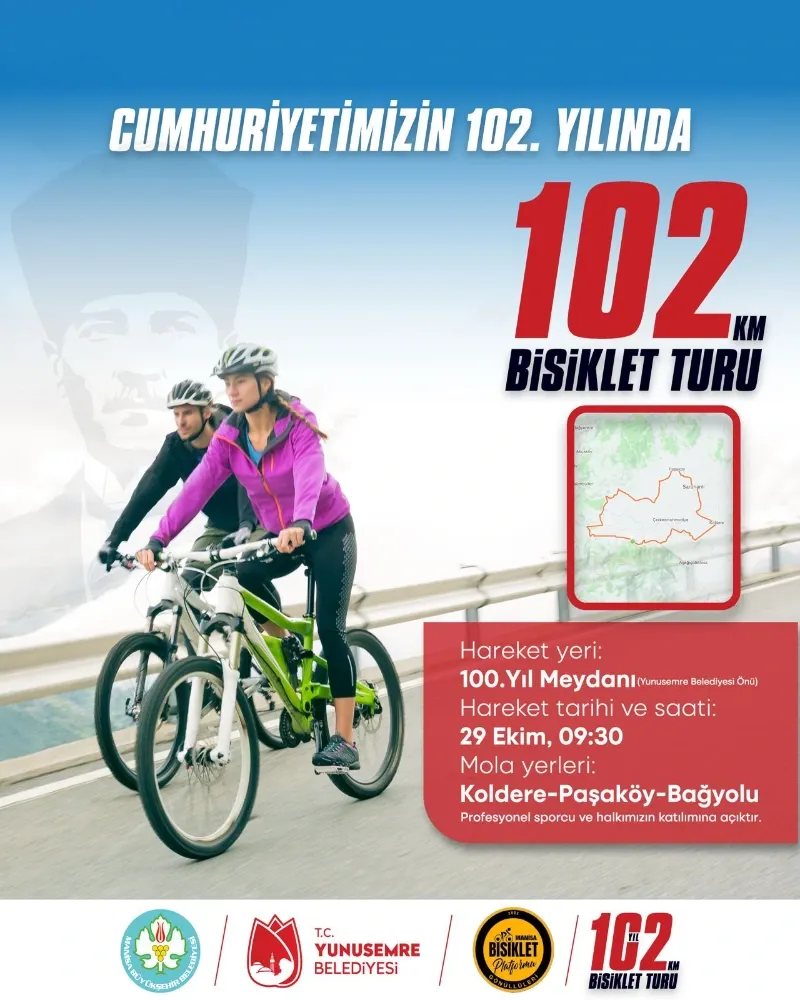Yunusemre Belediyesi’nden Cumhuriyetin 102. Yılına Özel 102 Kilometrelik Bisiklet Turu