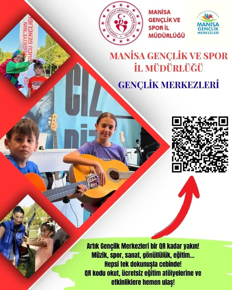 Manisa Gençlik ve Spor İl Müdürlüğü, gençlerin kurs, atölye ve etkinliklere tek QR kodla ulaşabileceği dijital erişim sistemini hayata geçirdi. Uygulama, gençlik hizmetlerinde erişilebilirliği artırmayı hedefliyor.